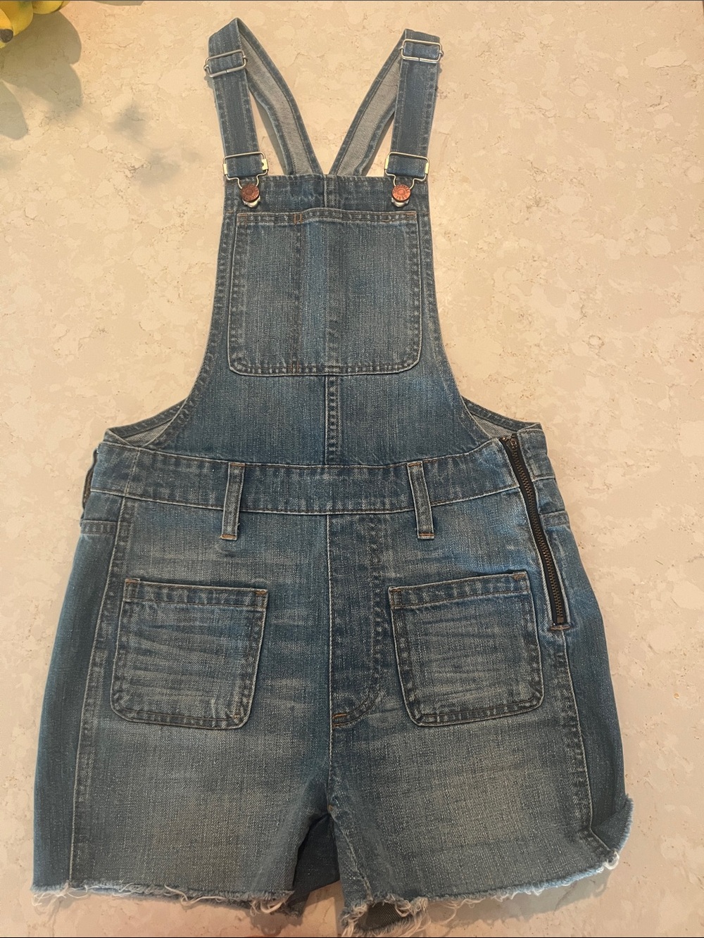 Denim Short Overalls in Blue
